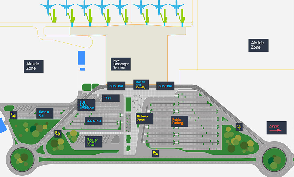 Franjo Tuđman Airport Zagreb - Airport Map